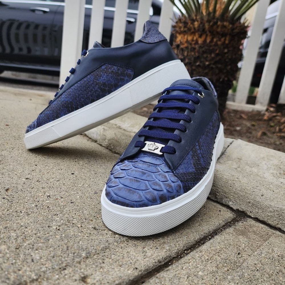 Python Snakeskin Leather Handmade Luxury Sneakers